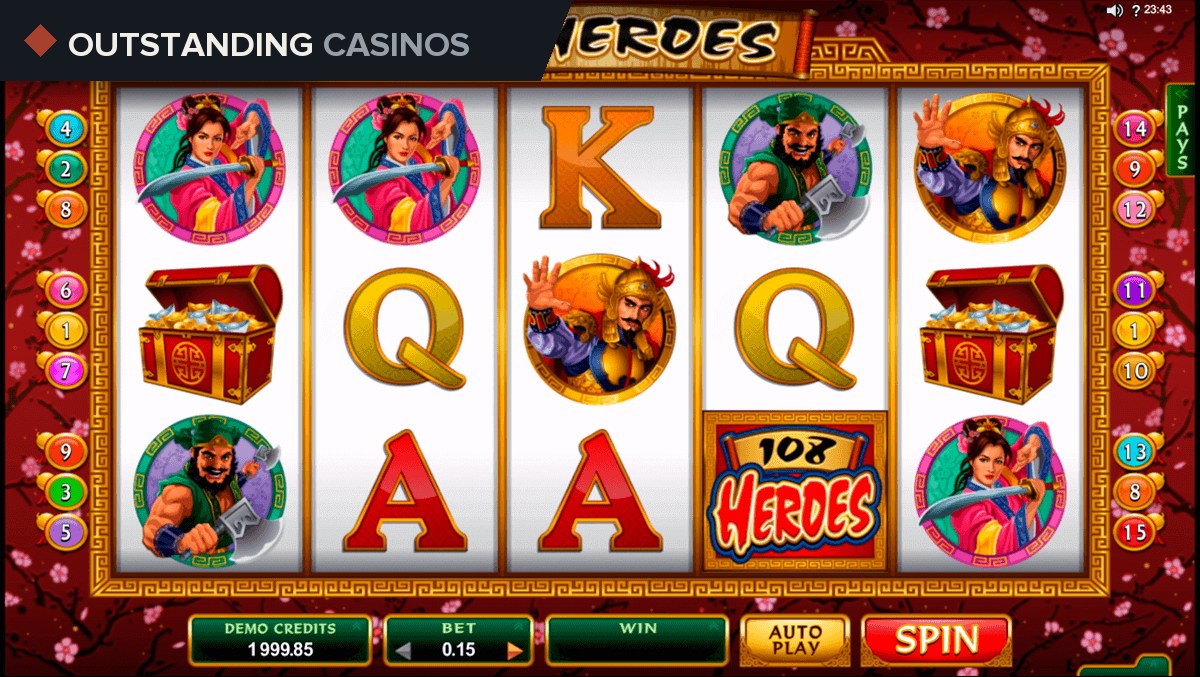 Play 108 Heroes Slots by Microgaming For Free
