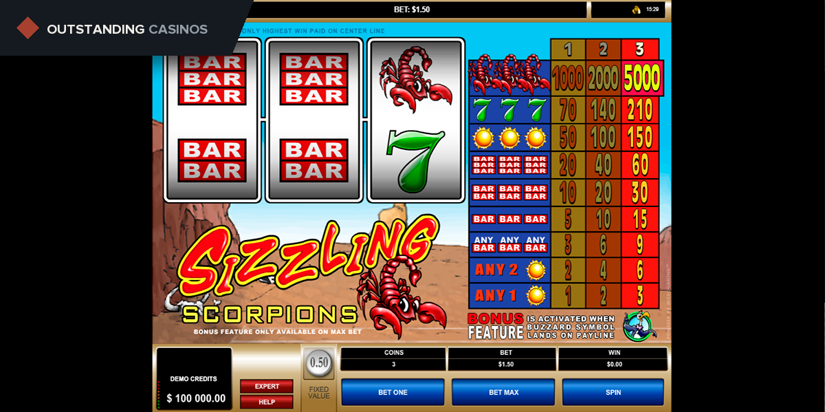 Play Sizzling Scorpions by Microgaming